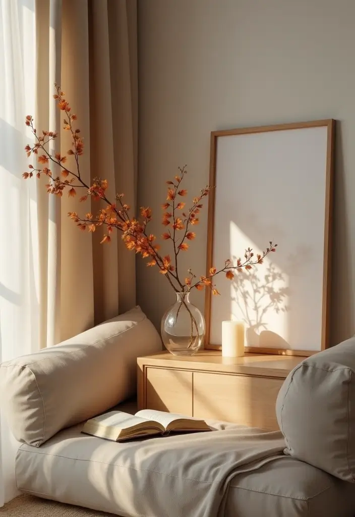25 Autumn Book and Candle Decor Ideas for Relaxing Nights 78 25 Autumn Book and Candle Decor Ideas for Relaxing Nights - 22. Minimalist Autumn Decor