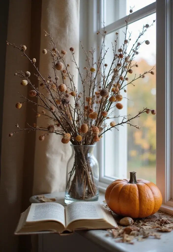 25 Autumn Book and Candle Decor Ideas for Relaxing Nights 12 25 Autumn Book and Candle Decor Ideas for Relaxing Nights - 8. Natural Elements