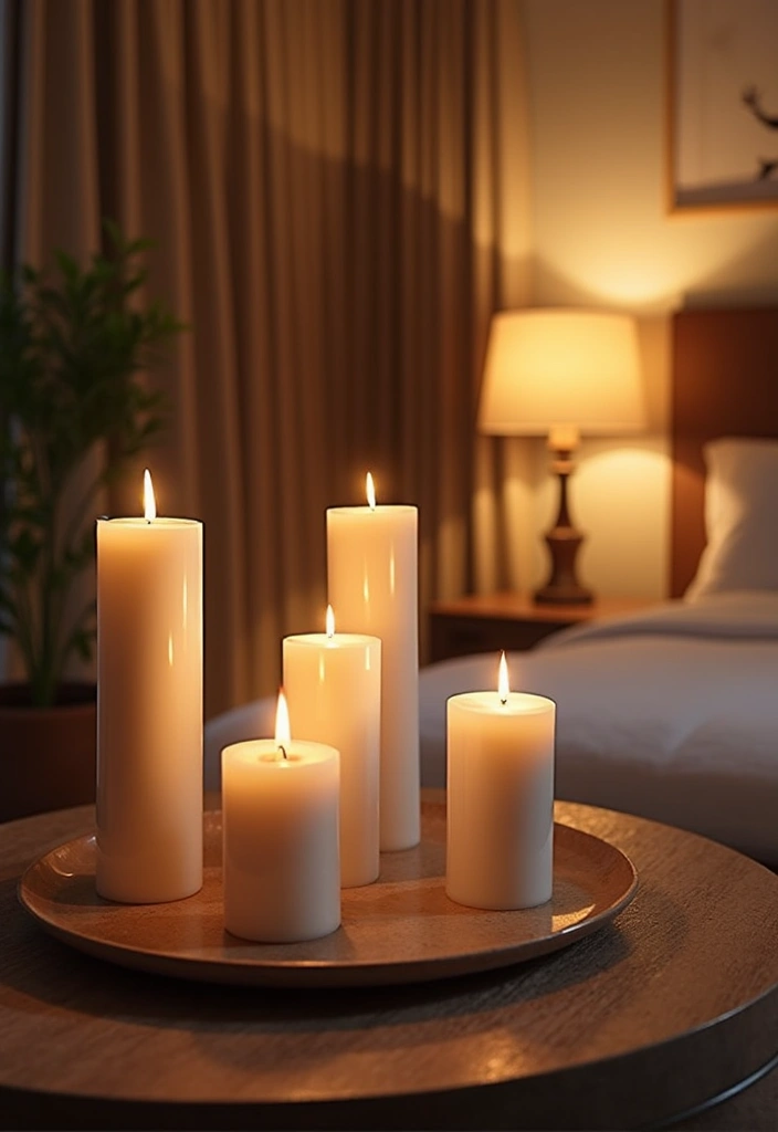 25 Bedroom Decor Ideas with Candles and Lamps for a Cozy Ambiance 38 25 Bedroom Decor Ideas with Candles and Lamps for a Cozy Ambiance - 12. Multi-Functional Candle Stands