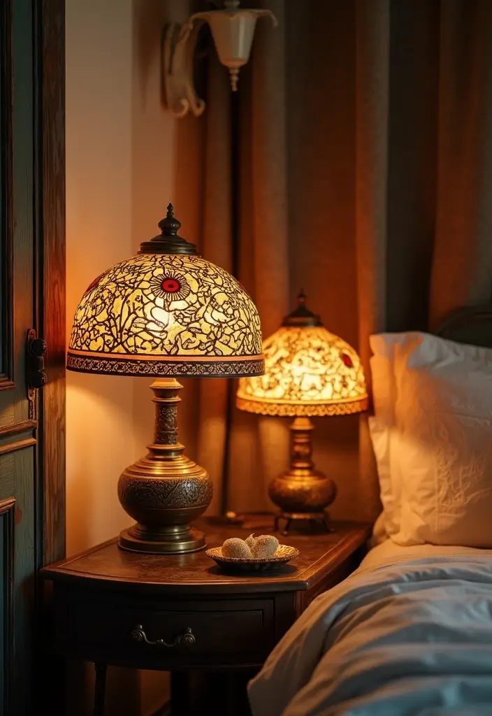 25 Bedroom Decor Ideas with Candles and Lamps for a Cozy Ambiance 4 25 Bedroom Decor Ideas with Candles and Lamps for a Cozy Ambiance - 2. Vintage Table Lamps