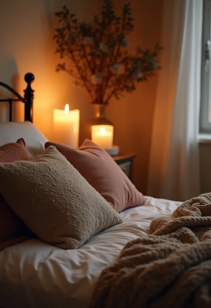 25 Bedroom Decor Ideas with Candles and Lamps for a Cozy Ambiance 58 25 Bedroom Decor Ideas with Candles and Lamps for a Cozy Ambiance - 24. Cozy Nook with Candlelight