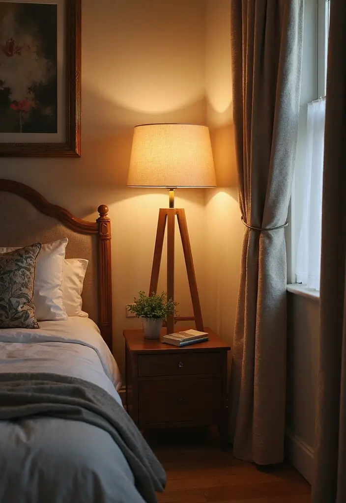 25 Bedroom Decor Ideas with Candles and Lamps for a Cozy Ambiance 8 25 Bedroom Decor Ideas with Candles and Lamps for a Cozy Ambiance - 4. Layered Lighting with Floor Lamps