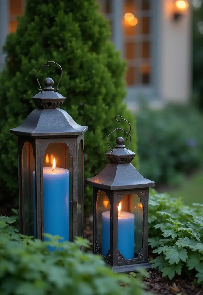 25 Blue Candle Holder Decor Ideas That Feel Calm and Chic 25 25 Blue Candle Holder Decor Ideas That Feel Calm and Chic - 11. Lantern-Style Candle Holders
