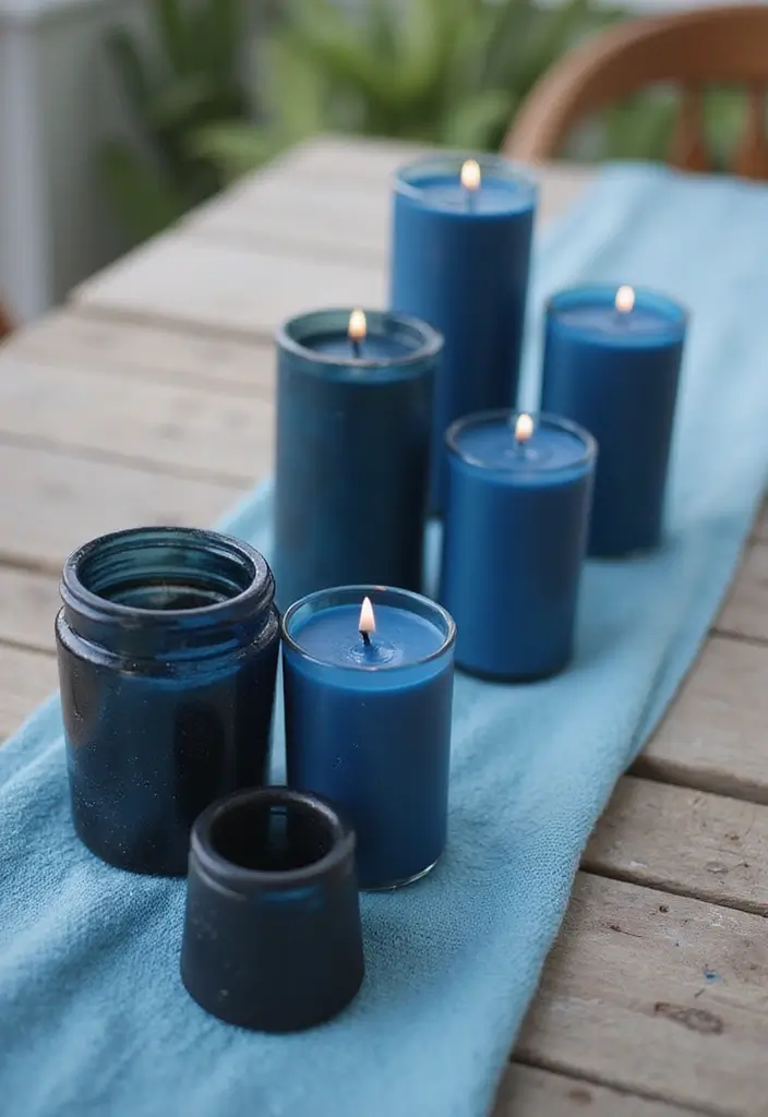 25 Blue Candle Holder Decor Ideas That Feel Calm and Chic 41 25 Blue Candle Holder Decor Ideas That Feel Calm and Chic - 15. Layered Candle Holders