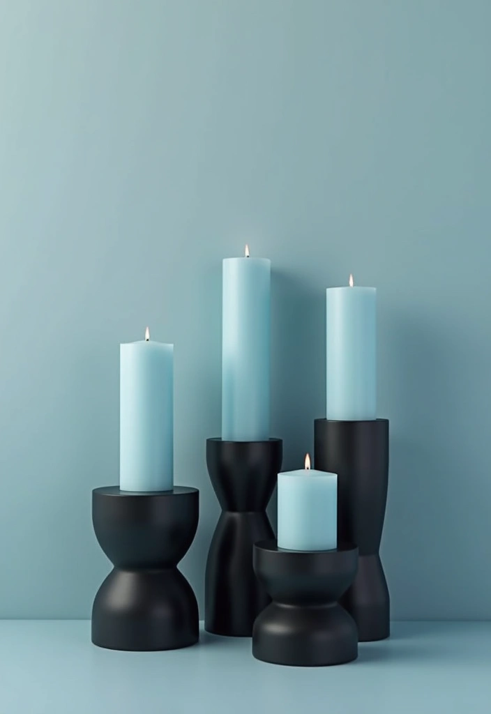 25 Blue Candle Holder Decor Ideas That Feel Calm and Chic 45 25 Blue Candle Holder Decor Ideas That Feel Calm and Chic - 17. Geometric Candle Structures