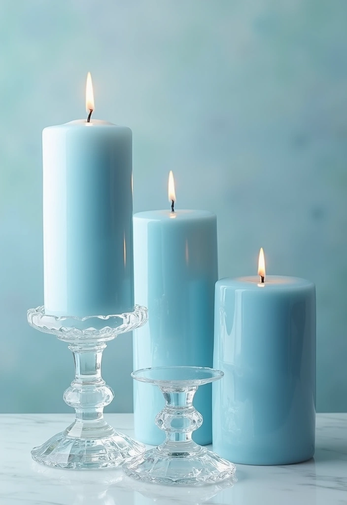 25 Blue Candle Holder Decor Ideas That Feel Calm and Chic 53 25 Blue Candle Holder Decor Ideas That Feel Calm and Chic - 19. Touch of Elegance with Crystal Accents