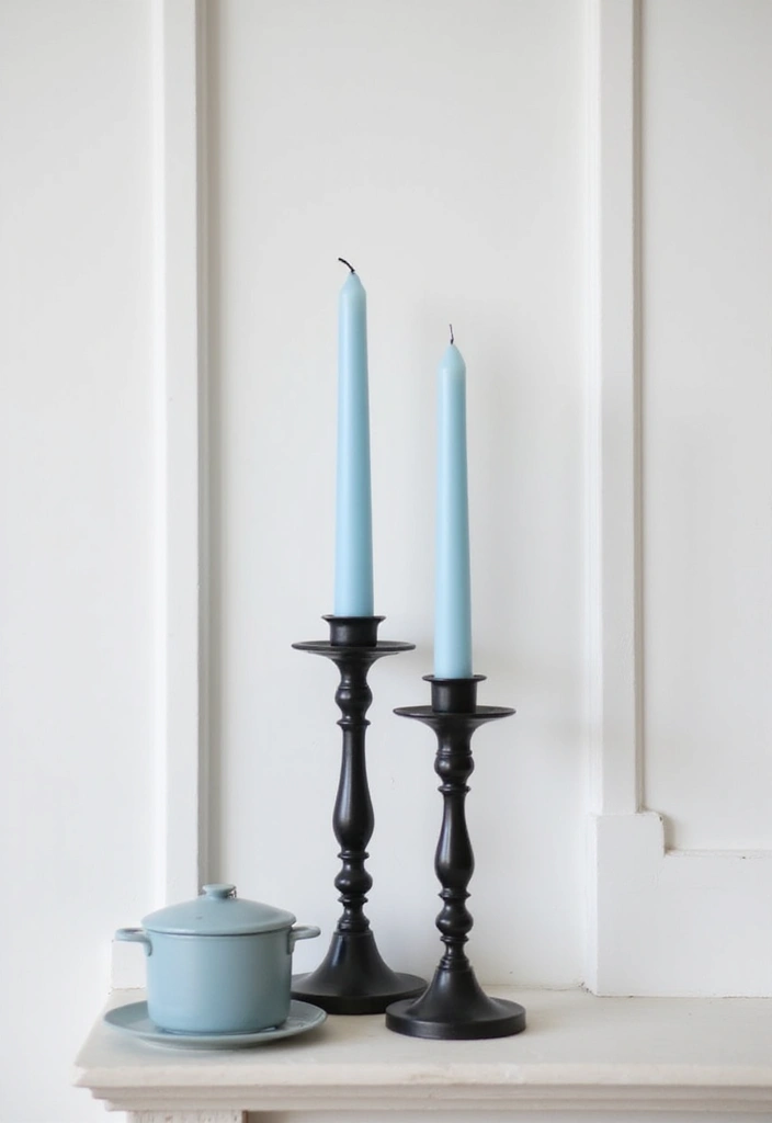 25 Blue Candle Holder Decor Ideas That Feel Calm and Chic 2 25 Blue Candle Holder Decor Ideas That Feel Calm and Chic - 2. Minimalist Black Candlestick Holders