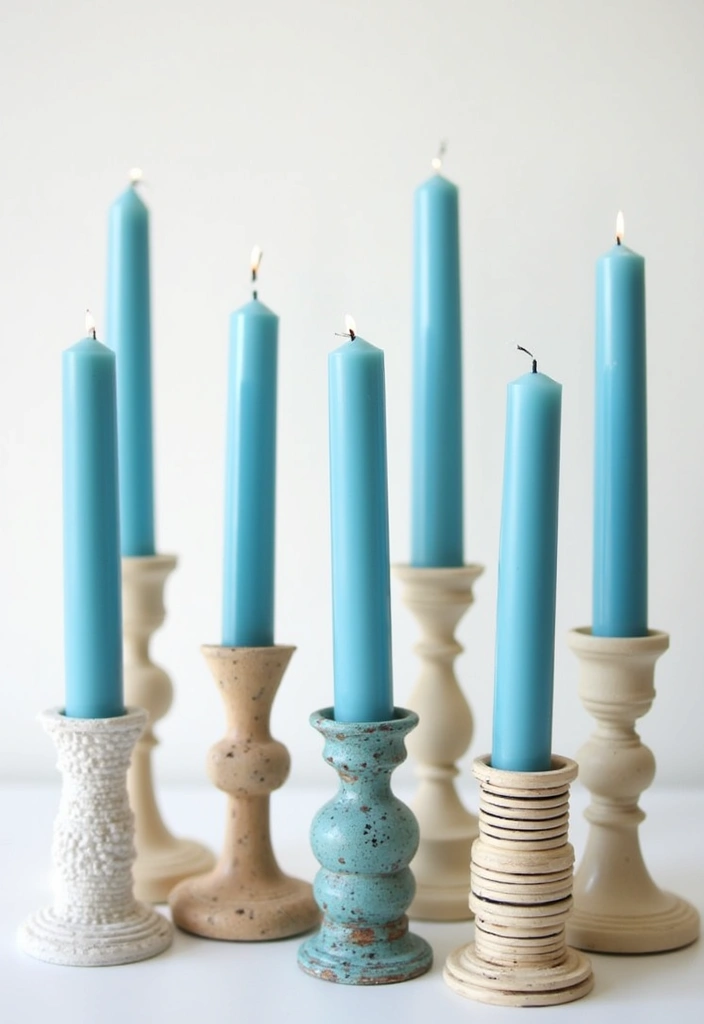 25 Blue Candle Holder Decor Ideas That Feel Calm and Chic 57 25 Blue Candle Holder Decor Ideas That Feel Calm and Chic - 21. Personal Touch with DIY Holders