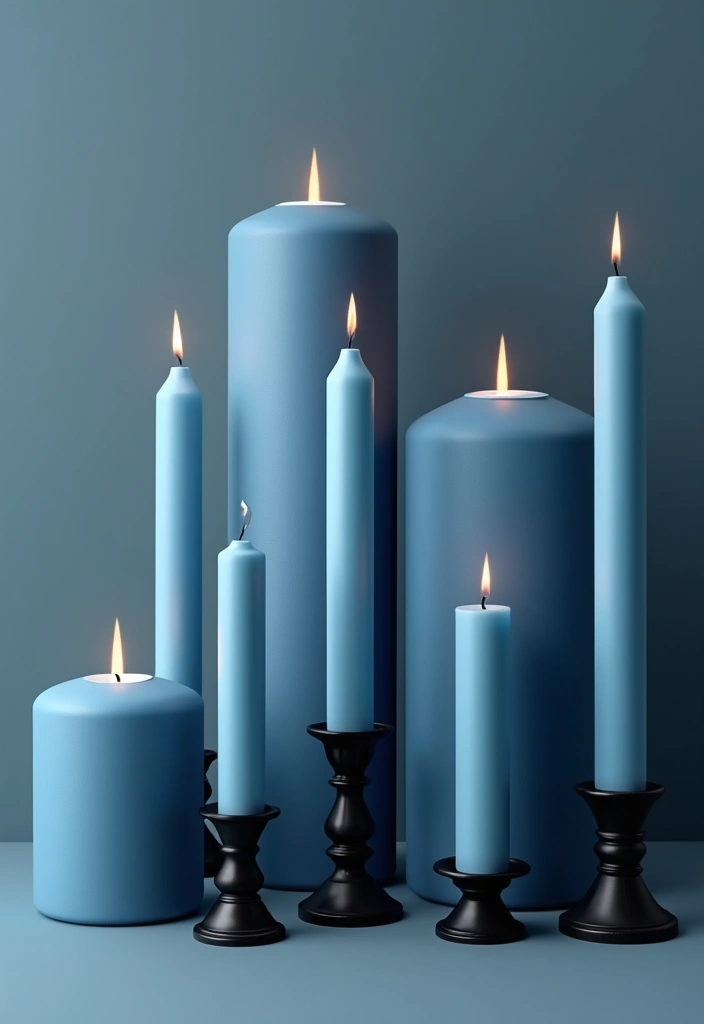 25 Blue Candle Holder Decor Ideas That Feel Calm and Chic 59 25 Blue Candle Holder Decor Ideas That Feel Calm and Chic - 23. Monochromatic Magic