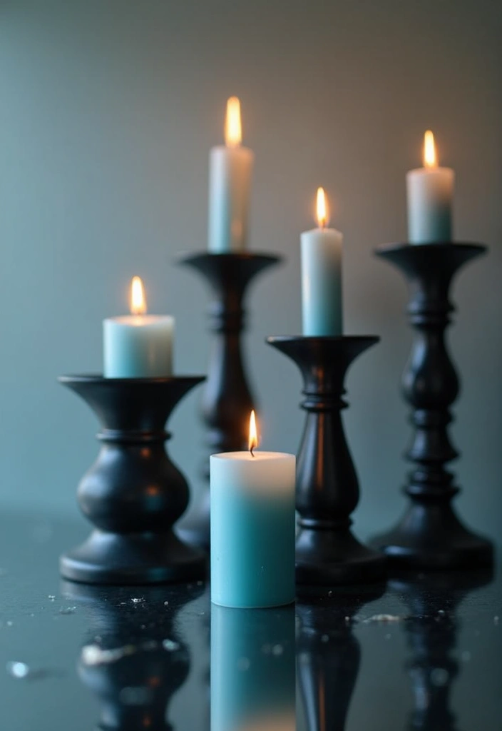25 Blue Candle Holder Decor Ideas That Feel Calm and Chic 66 25 Blue Candle Holder Decor Ideas That Feel Calm and Chic - 24. Enhanced Ambiance with Reflective Surfaces