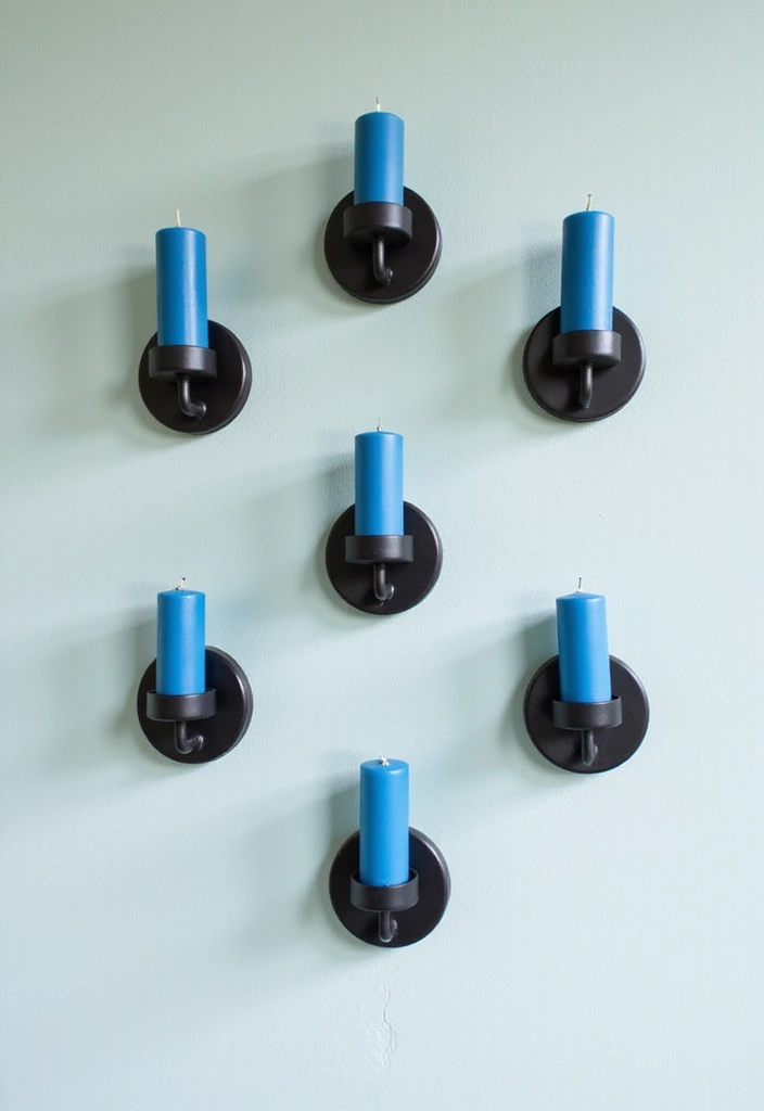 25 Blue Candle Holder Decor Ideas That Feel Calm and Chic 11 25 Blue Candle Holder Decor Ideas That Feel Calm and Chic - 5. Luminous Wall-Mounted Candle Holders