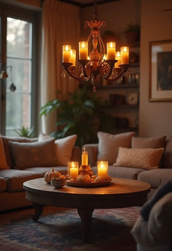 25 Candle Chandelier Decor Ideas That Add Elegant Drama 42 25 Candle Chandelier Decor Ideas That Add Elegant Drama - 10. Cozy Living Room Centerpiece