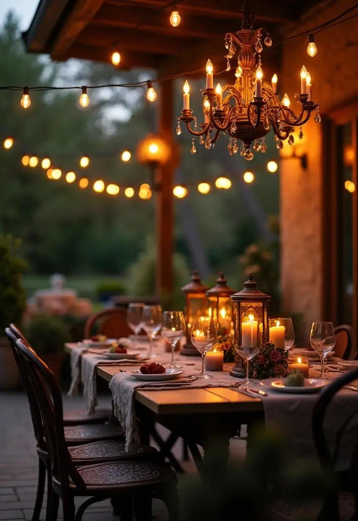25 Candle Chandelier Decor Ideas That Add Elegant Drama 49 25 Candle Chandelier Decor Ideas That Add Elegant Drama - 11. Outdoor Patio Charm