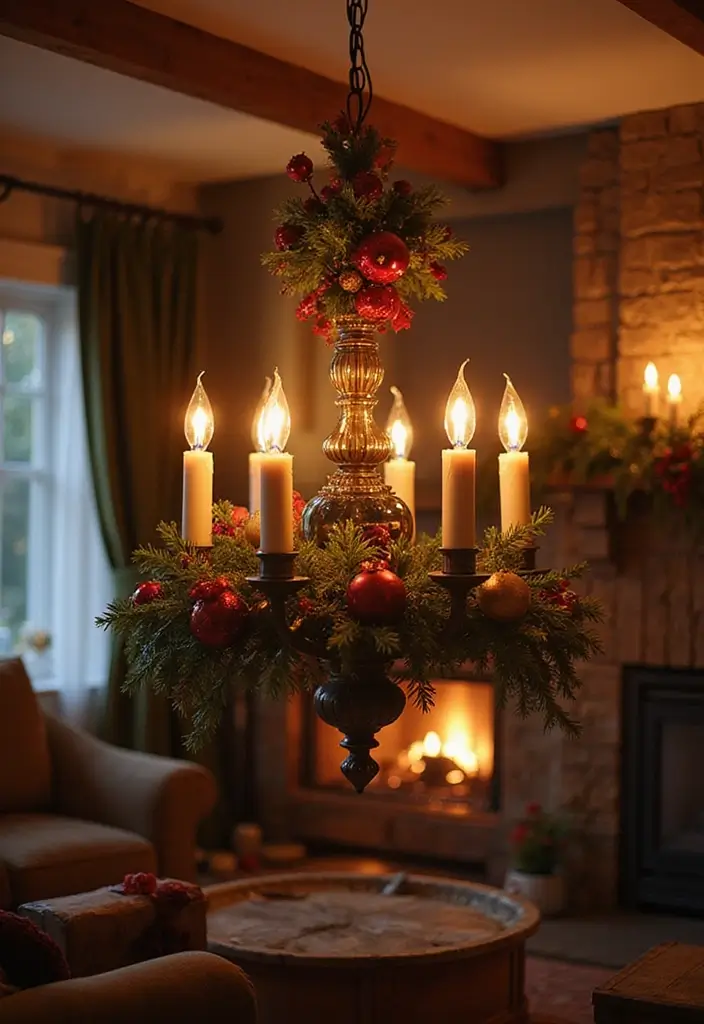 25 Candle Chandelier Decor Ideas That Add Elegant Drama 73 25 Candle Chandelier Decor Ideas That Add Elegant Drama - 23. Seasonal Decor with Candle Chandeliers