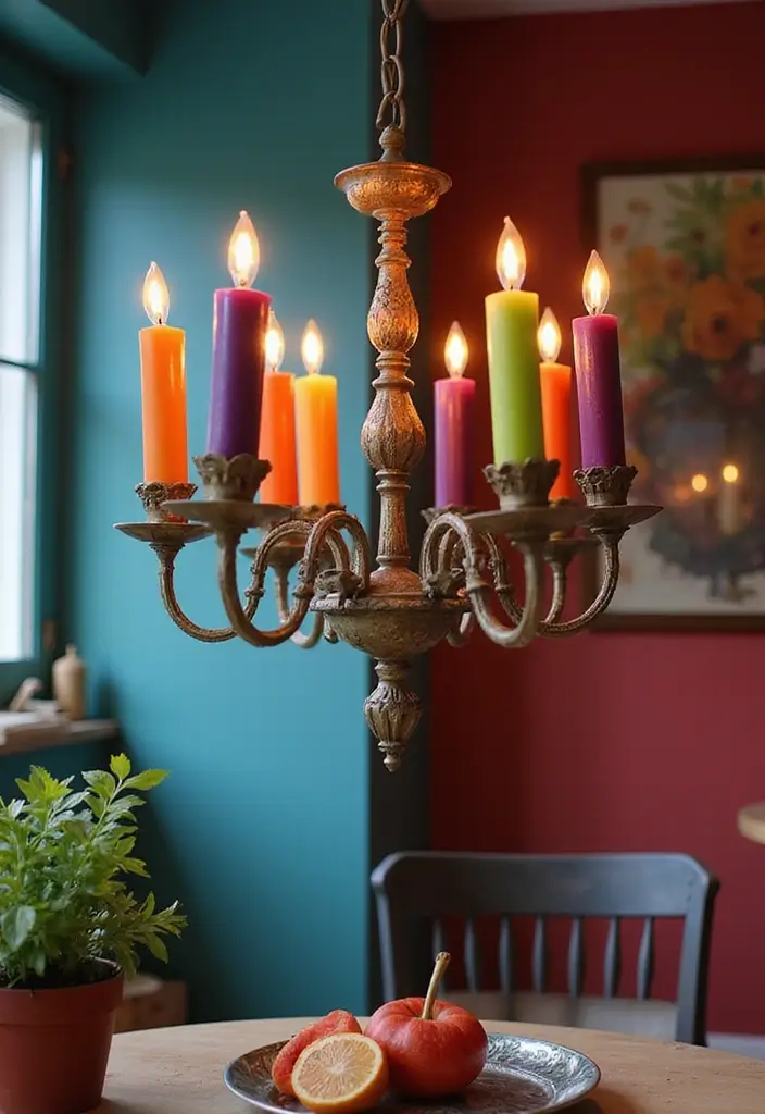 25 Candle Chandelier Decor Ideas That Add Elegant Drama 80 25 Candle Chandelier Decor Ideas That Add Elegant Drama - 24. Candle Chandeliers in Unexpected Colors