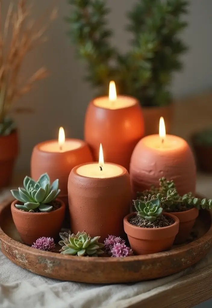 25 Candle Decor Ideas to Make Every Corner Feel Inviting 1 25 Candle Decor Ideas to Make Every Corner Feel Inviting - 1. Earthy Terracotta Holders