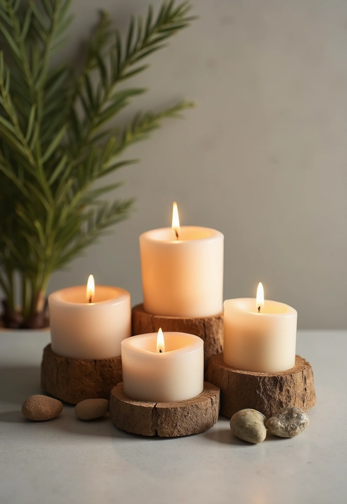 25 Candle Decor Ideas to Make Every Corner Feel Inviting 47 25 Candle Decor Ideas to Make Every Corner Feel Inviting - 11. Candle Holders Made from Natural Materials