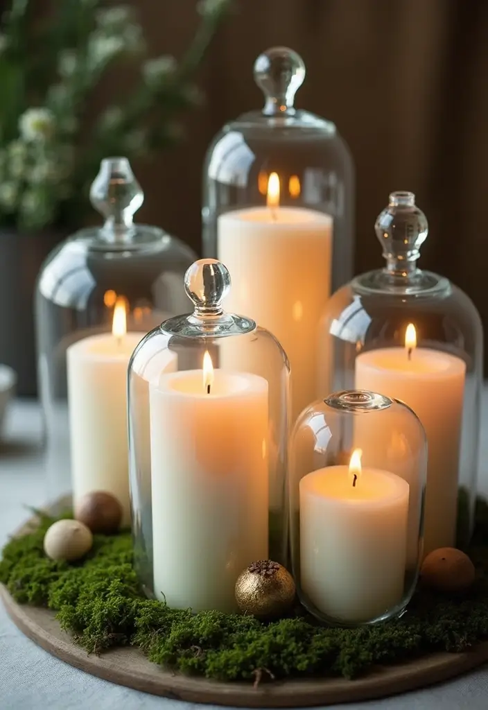 25 Candle Decor Ideas to Make Every Corner Feel Inviting 49 25 Candle Decor Ideas to Make Every Corner Feel Inviting - 13. Candles Encased in Glass Cloche