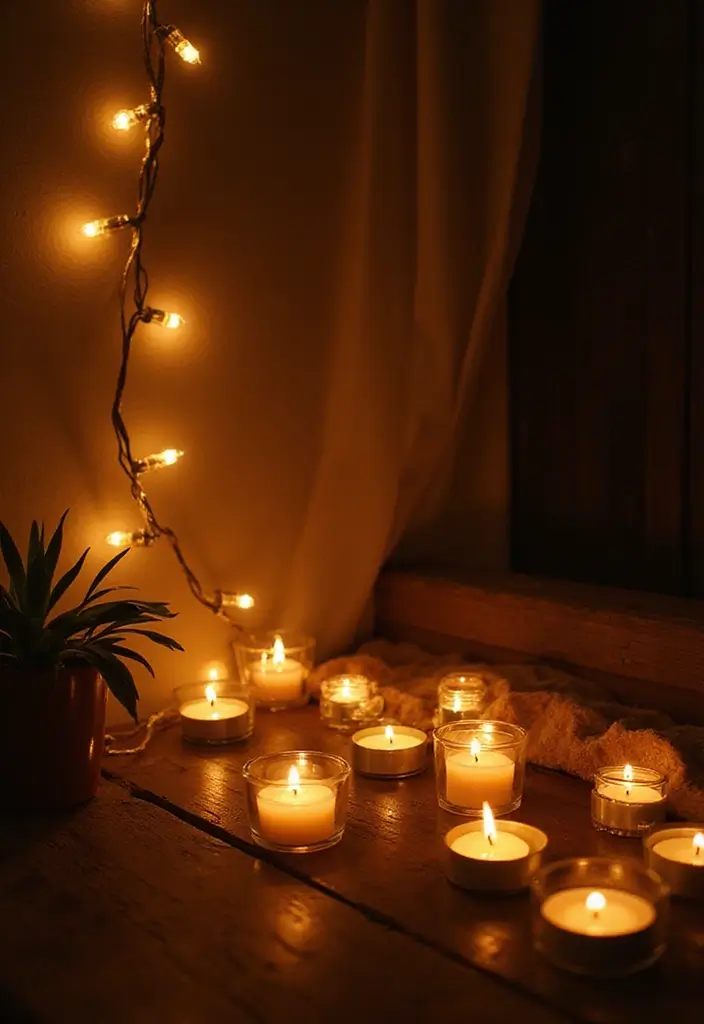 25 Candle Decor Ideas to Make Every Corner Feel Inviting 58 25 Candle Decor Ideas to Make Every Corner Feel Inviting - 16. String Lights and Candles