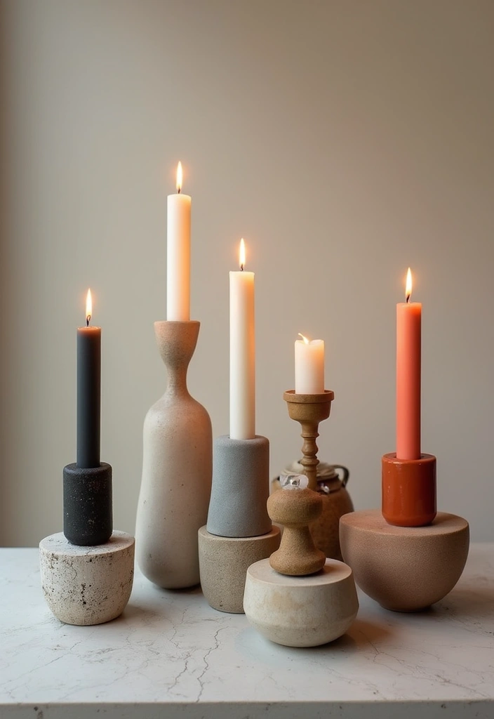 25 Candle Decor Ideas to Make Every Corner Feel Inviting 66 25 Candle Decor Ideas to Make Every Corner Feel Inviting - 20. Candle Holders in Unconventional Materials