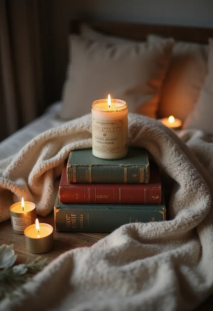 25 Candle Decor Ideas to Make Every Corner Feel Inviting 18 25 Candle Decor Ideas to Make Every Corner Feel Inviting - 4. Vintage Book Stack Candle Holder