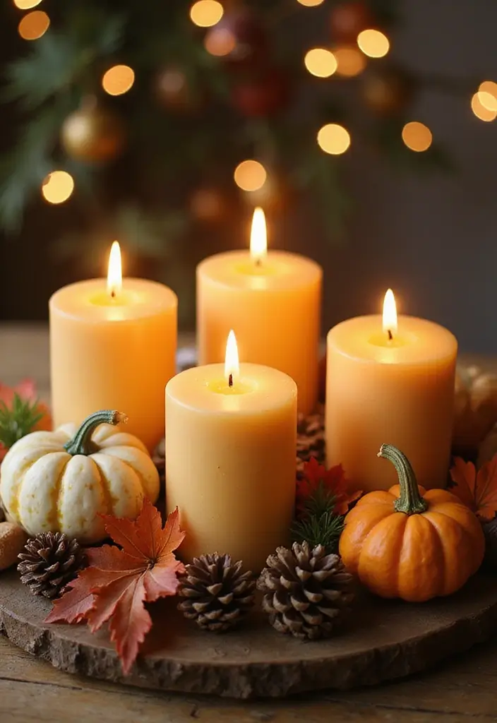 25 Candle Decor Ideas to Make Every Corner Feel Inviting 21 25 Candle Decor Ideas to Make Every Corner Feel Inviting - 5. Seasonal Candle Arrangements