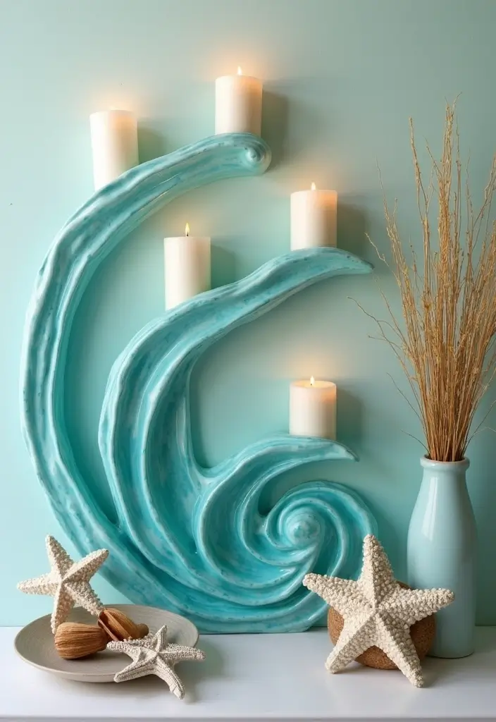 25 Candle Stick Decor Ideas That Instantly Add Warmth 21 25 Candle Stick Decor Ideas That Instantly Add Warmth - 7. Coastal Candle Wall Art