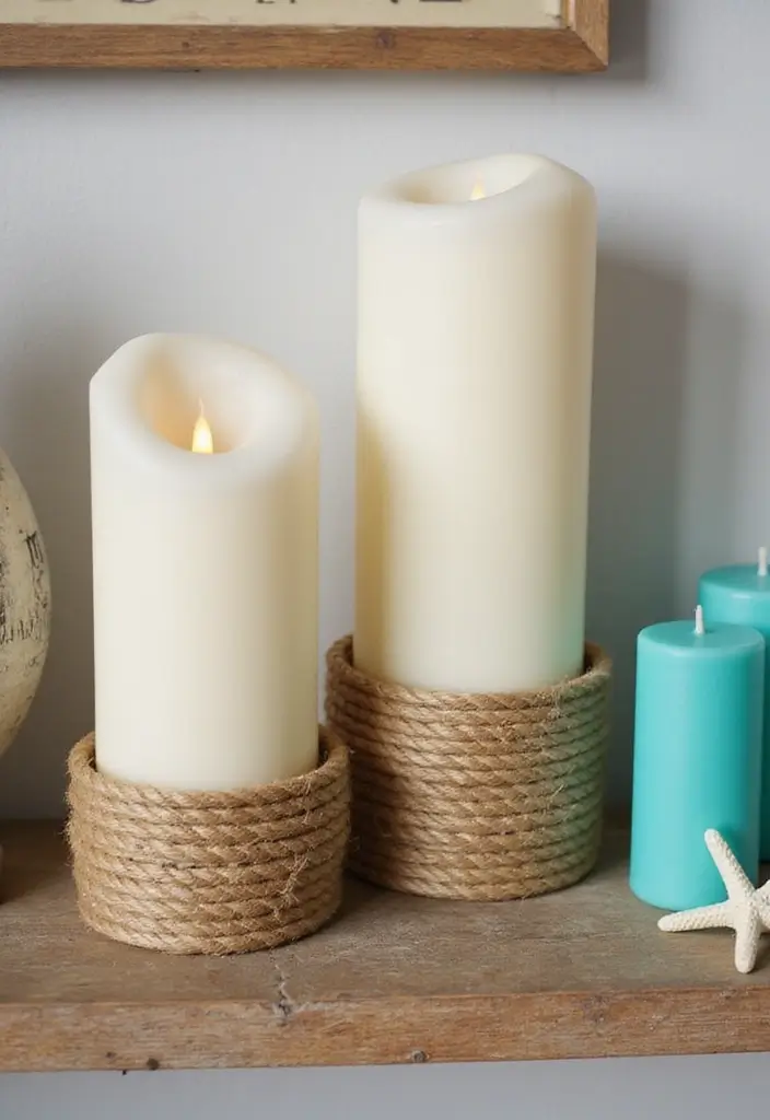 25 Candle Stick Decor Ideas That Instantly Add Warmth 31 25 Candle Stick Decor Ideas That Instantly Add Warmth - 9. Candle Holders with Rope Accents