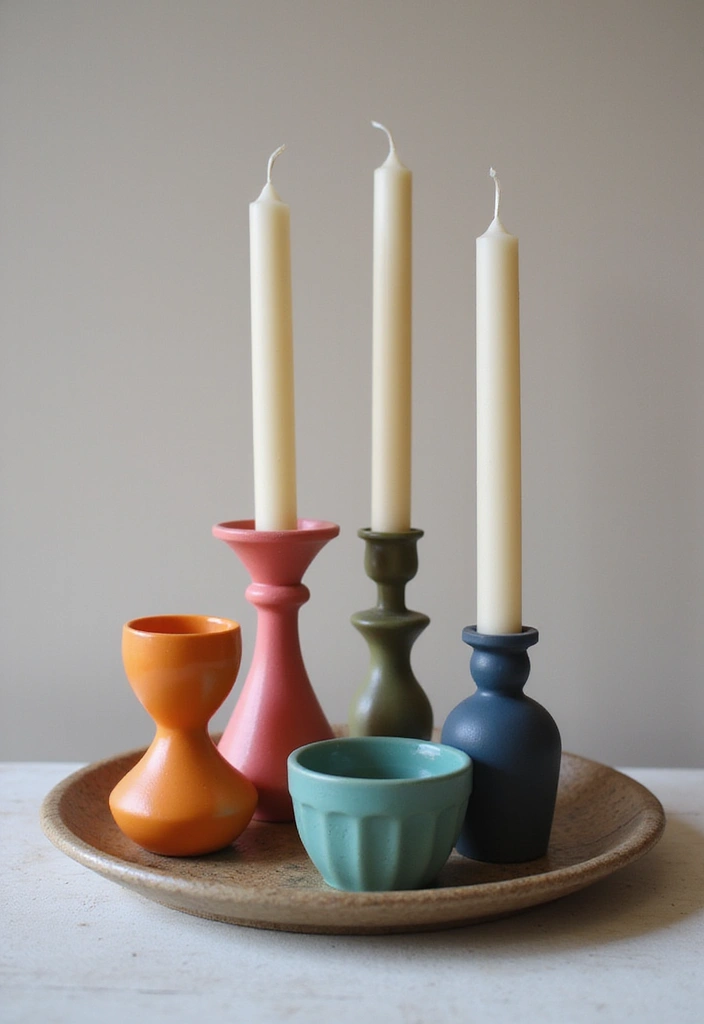 25 Candle Tray Decor Ideas for Organized Living Rooms 44 25 Candle Tray Decor Ideas for Organized Living Rooms - 10. Candle Holders with Character