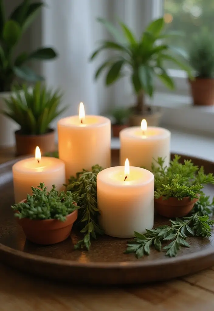 25 Candle Tray Decor Ideas for Organized Living Rooms 50 25 Candle Tray Decor Ideas for Organized Living Rooms - 14. Candle Arrangements with Greenery