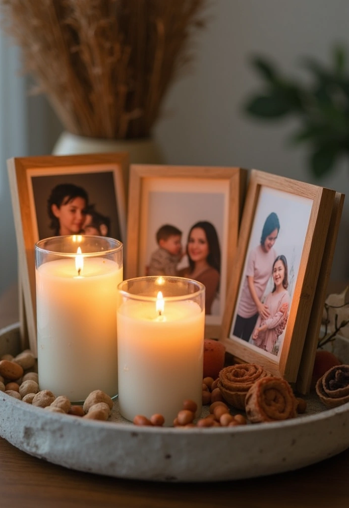 25 Candle Tray Decor Ideas for Organized Living Rooms 62 25 Candle Tray Decor Ideas for Organized Living Rooms - 20. Personal Touch with Family Photos