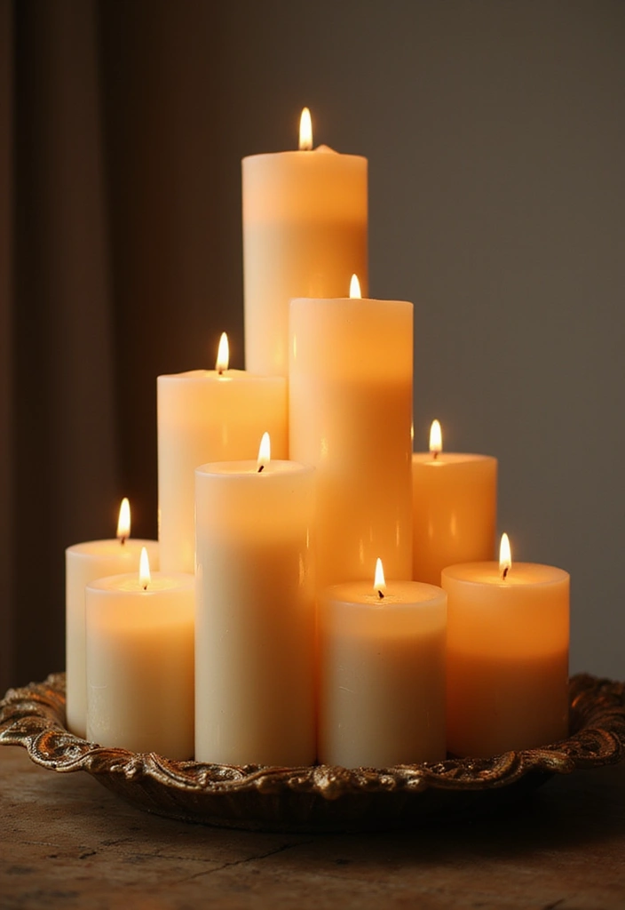 25 Candle Tray Decor Ideas for Organized Living Rooms 70 25 Candle Tray Decor Ideas for Organized Living Rooms - 22. Layered Candle Heights