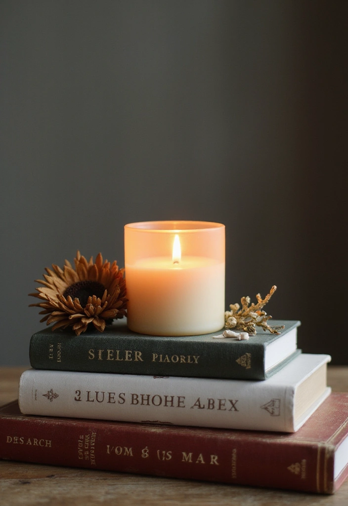 25 Candle Tray Decor Ideas for Organized Living Rooms 77 25 Candle Tray Decor Ideas for Organized Living Rooms - 23. Candles and Books Combo