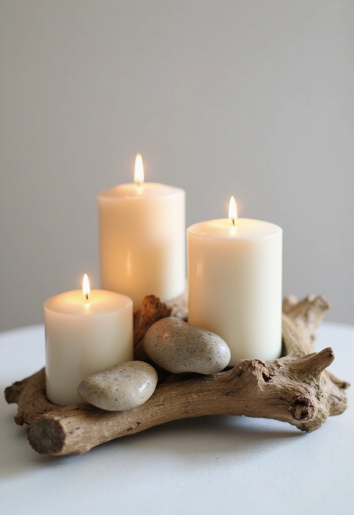 25 Candle Tray Decor Ideas for Organized Living Rooms 78 25 Candle Tray Decor Ideas for Organized Living Rooms - 24. Candle Holders with Natural Elements