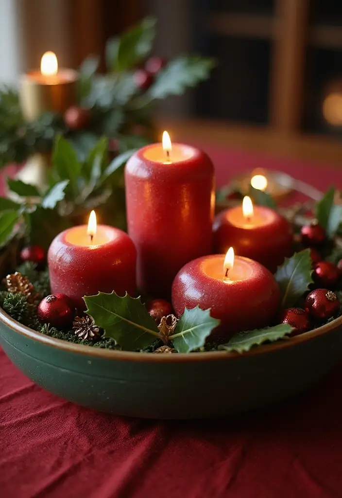 25 Candle Tray Decor Ideas for Organized Living Rooms 9 25 Candle Tray Decor Ideas for Organized Living Rooms - 3. Festive Holiday Elegance