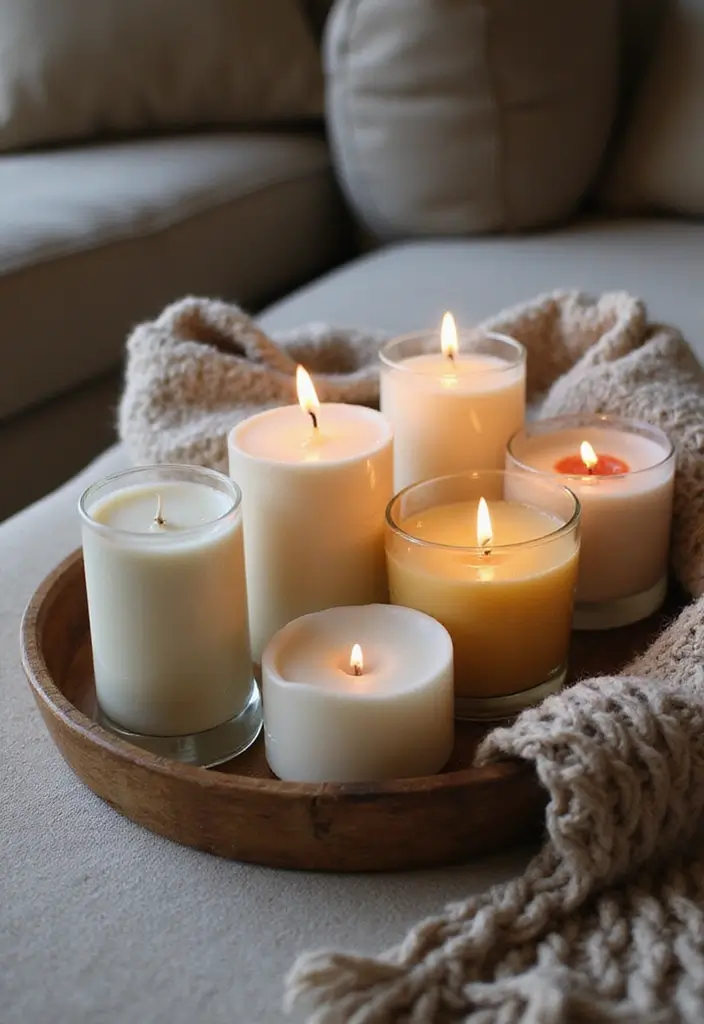 25 Candle Tray Decor Ideas for Organized Living Rooms 17 25 Candle Tray Decor Ideas for Organized Living Rooms - 5. Eclectic Mix of Textures