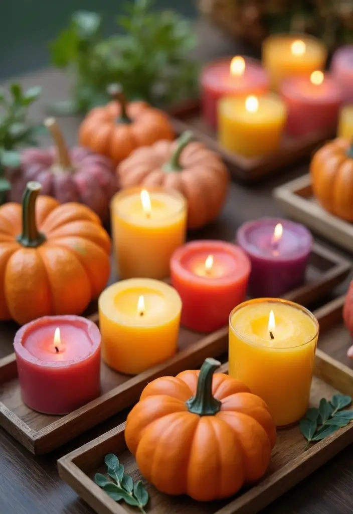 25 Candle Tray Decor Ideas for Organized Living Rooms 22 25 Candle Tray Decor Ideas for Organized Living Rooms - 6. Seasonal Candle Displays
