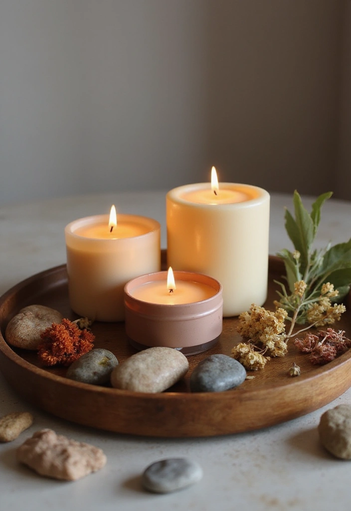 25 Candle Tray Decor Ideas for Organized Living Rooms 30 25 Candle Tray Decor Ideas for Organized Living Rooms - 8. Nature's Bounty