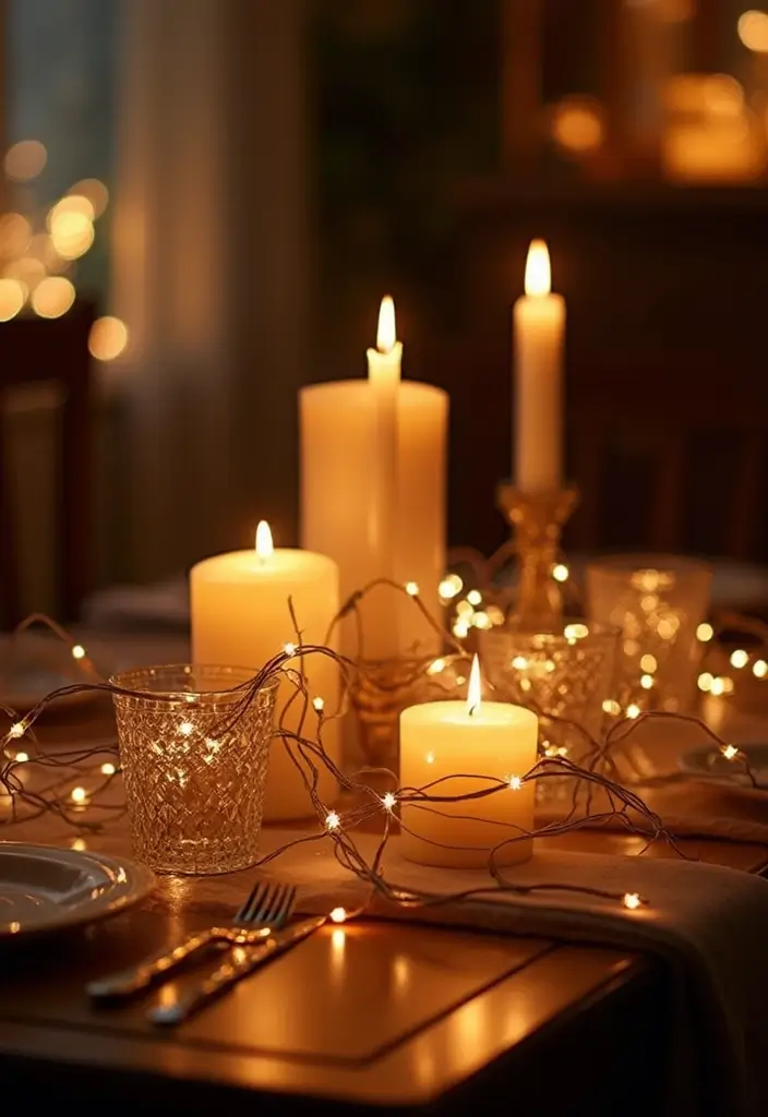 25 Candle and Greenery Table Decor Ideas for Natural Warmth 38 25 Candle and Greenery Table Decor Ideas for Natural Warmth - 12. Whimsical Fairy Light Candles