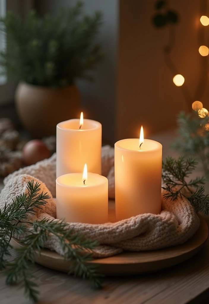 25 Candle and Greenery Table Decor Ideas for Natural Warmth 40 25 Candle and Greenery Table Decor Ideas for Natural Warmth - 14. Cozy Blanket and Candle Setting