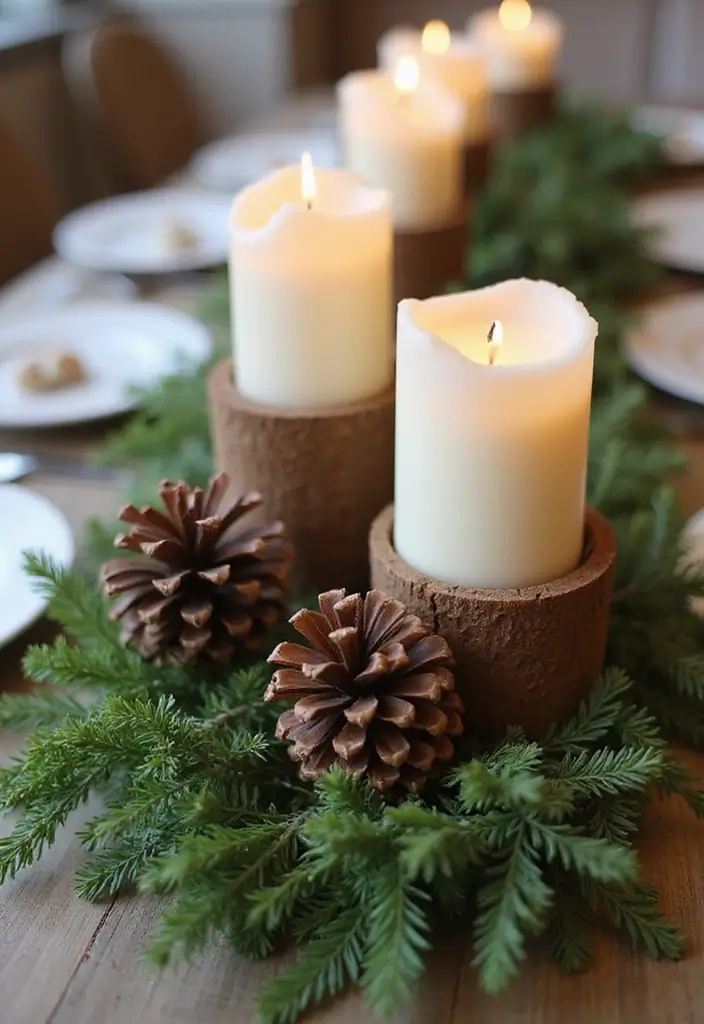 25 Candle and Greenery Table Decor Ideas for Natural Warmth 58 25 Candle and Greenery Table Decor Ideas for Natural Warmth - 18. Seasonal Pinecone Candle Holders