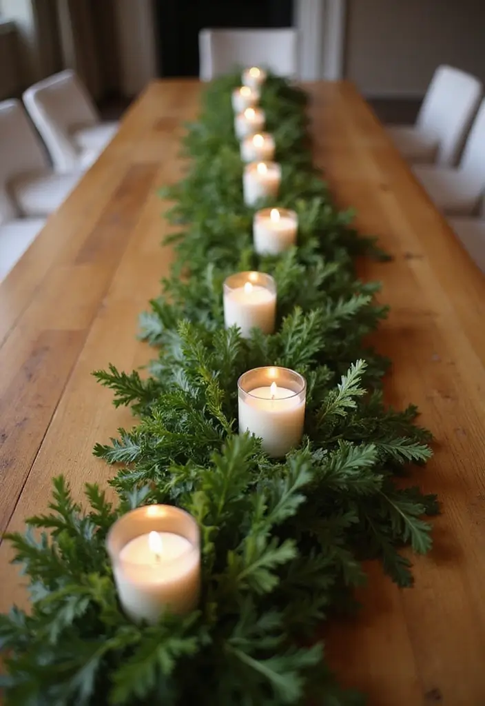 25 Candle and Greenery Table Decor Ideas for Natural Warmth 66 25 Candle and Greenery Table Decor Ideas for Natural Warmth - 20. Candle and Greenery Garland