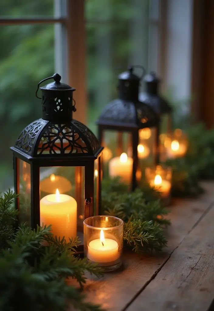 25 Candle and Greenery Table Decor Ideas for Natural Warmth 81 25 Candle and Greenery Table Decor Ideas for Natural Warmth - 25. Warmth of Cozy Lanterns