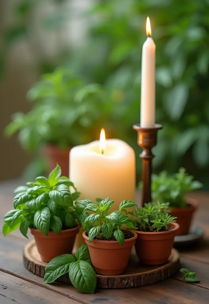 25 Candle and Greenery Table Decor Ideas for Natural Warmth 28 25 Candle and Greenery Table Decor Ideas for Natural Warmth - 8. Candle and Herb Fusion