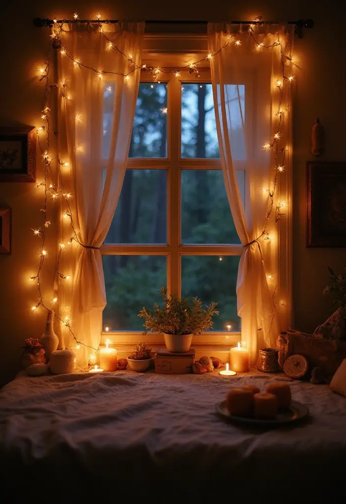 25 Cozy Home Decor Ideas with Candles and Lamps for a Warm Glow 47 25 Cozy Home Decor Ideas with Candles and Lamps for a Warm Glow - 13. Warm Glow with Fairy Lights