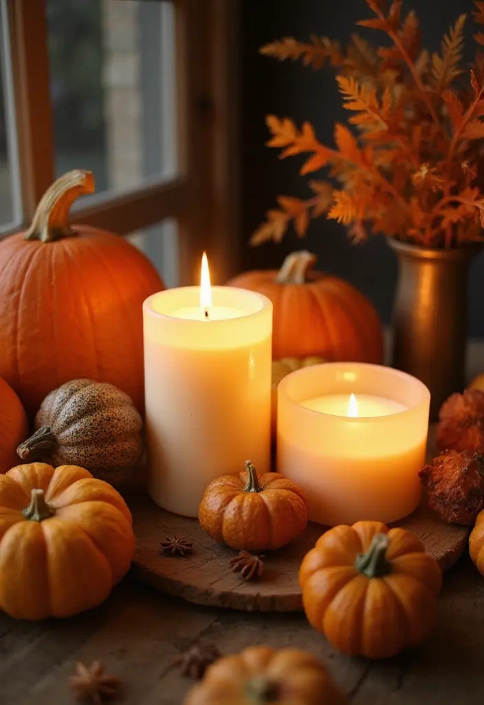 25 Cozy Home Decor Ideas with Candles and Lamps for a Warm Glow 60 25 Cozy Home Decor Ideas with Candles and Lamps for a Warm Glow - 16. Seasonal Decor with Candles