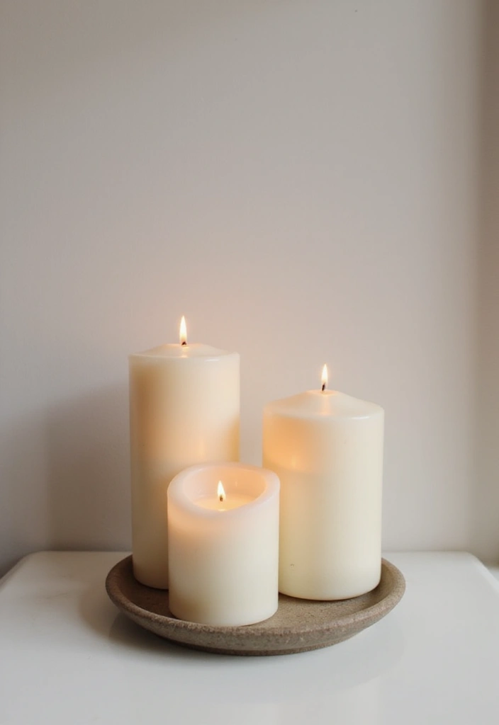 25 Cozy Home Decor Ideas with Candles and Lamps for a Warm Glow 61 25 Cozy Home Decor Ideas with Candles and Lamps for a Warm Glow - 17. Minimalist Candle Arrangements