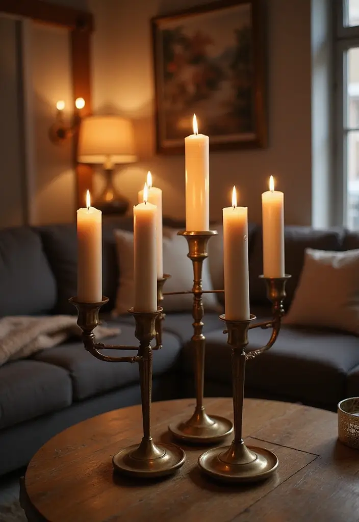 25 Cozy Home Decor Ideas with Candles and Lamps for a Warm Glow 62 25 Cozy Home Decor Ideas with Candles and Lamps for a Warm Glow - 18. Candle Stands as Decoration