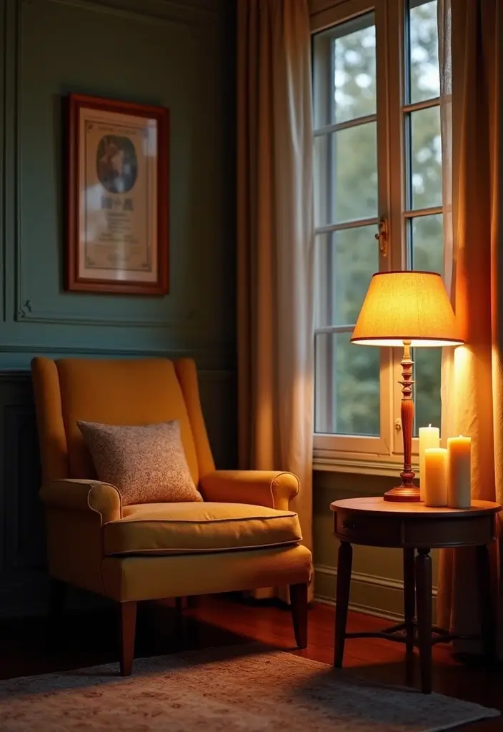 25 Cozy Home Decor Ideas with Candles and Lamps for a Warm Glow 67 25 Cozy Home Decor Ideas with Candles and Lamps for a Warm Glow - 21. Nook Lighting with Candles and Lamps