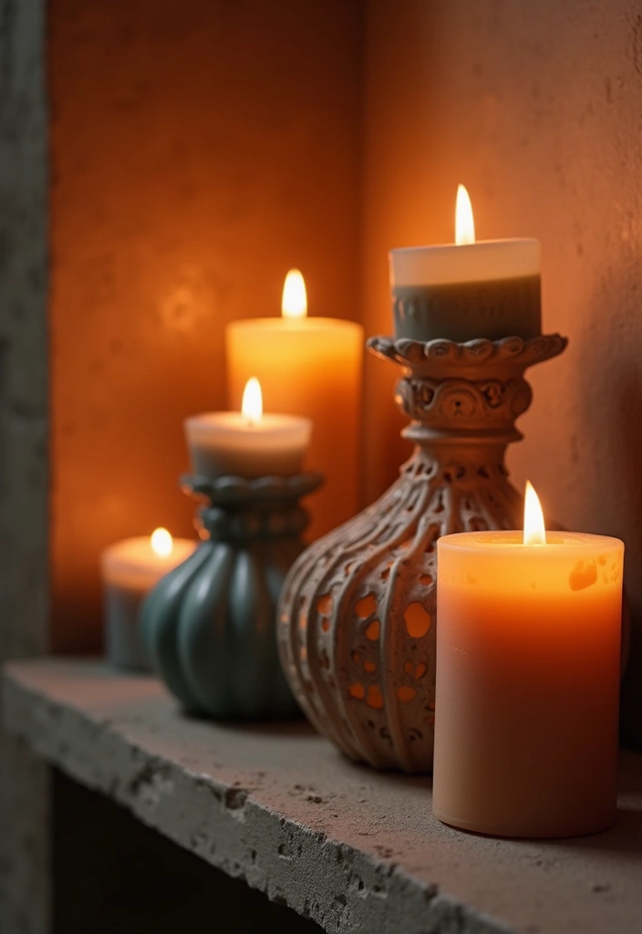 25 Cozy Home Decor Ideas with Candles and Lamps for a Warm Glow 34 25 Cozy Home Decor Ideas with Candles and Lamps for a Warm Glow - 8. Candle Holders as Art Pieces